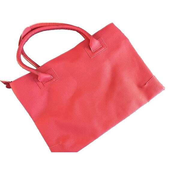 "P" Monogram New MSC Tote Bag Large Coral Initial Cursive Gold P - Picture 2 of 5